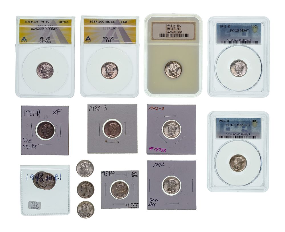 Lot 527: Mercury 10c Collection