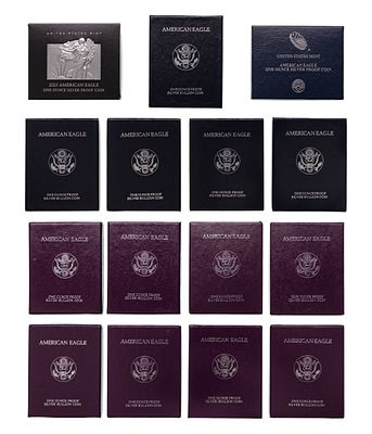 American Silver Eagle $1 Proof Collection (15) coins including original packaging Property 