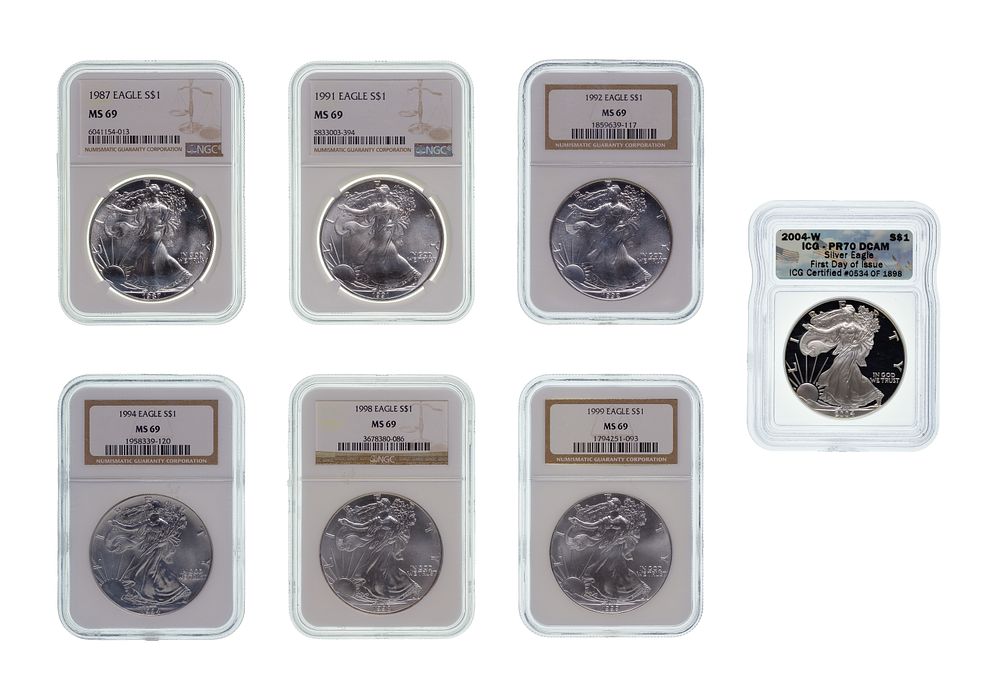 Lot 562: Silver American Eagle $1 Collection