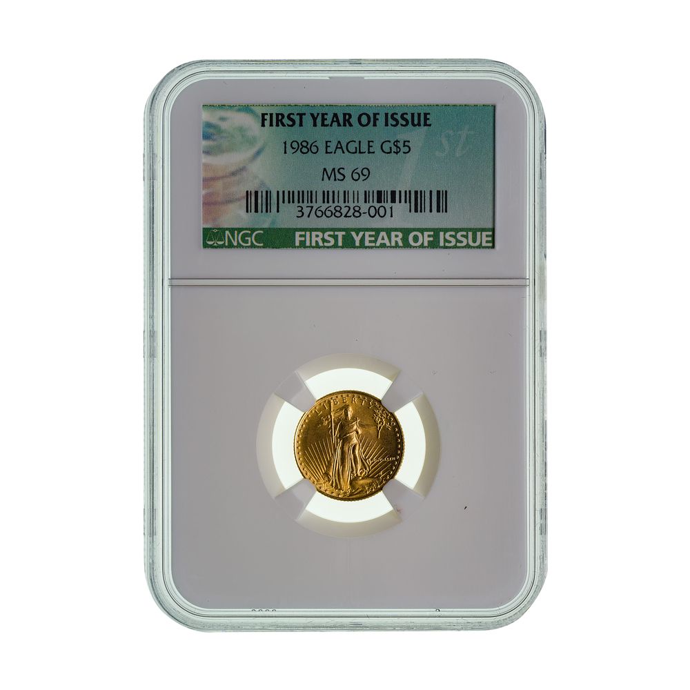 Lot 571: 1986 $5 Gold Eagle MS-69 NGC