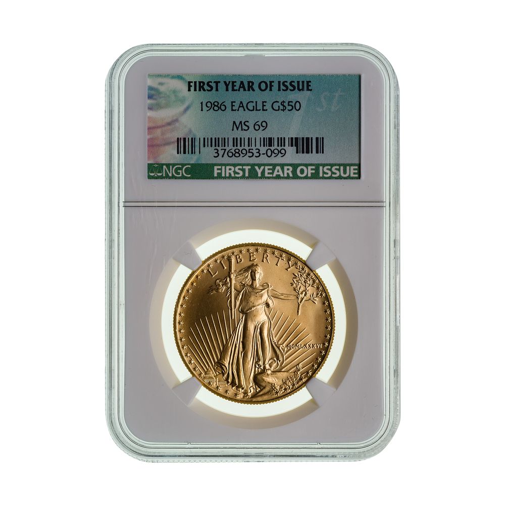 Lot 572: 1986 $50 Gold Eagle MS-69 NGC