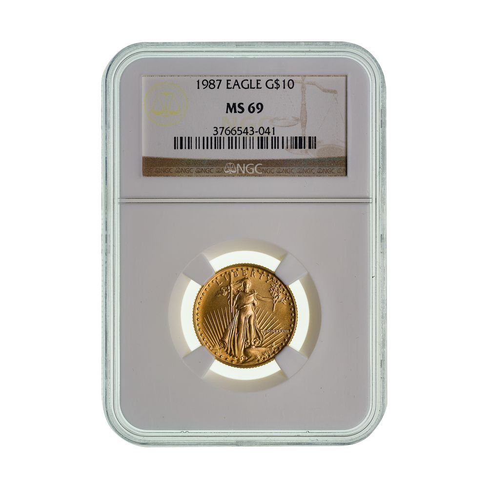 Lot 573: 1987 $10 Gold Eagle MS-69 NGC