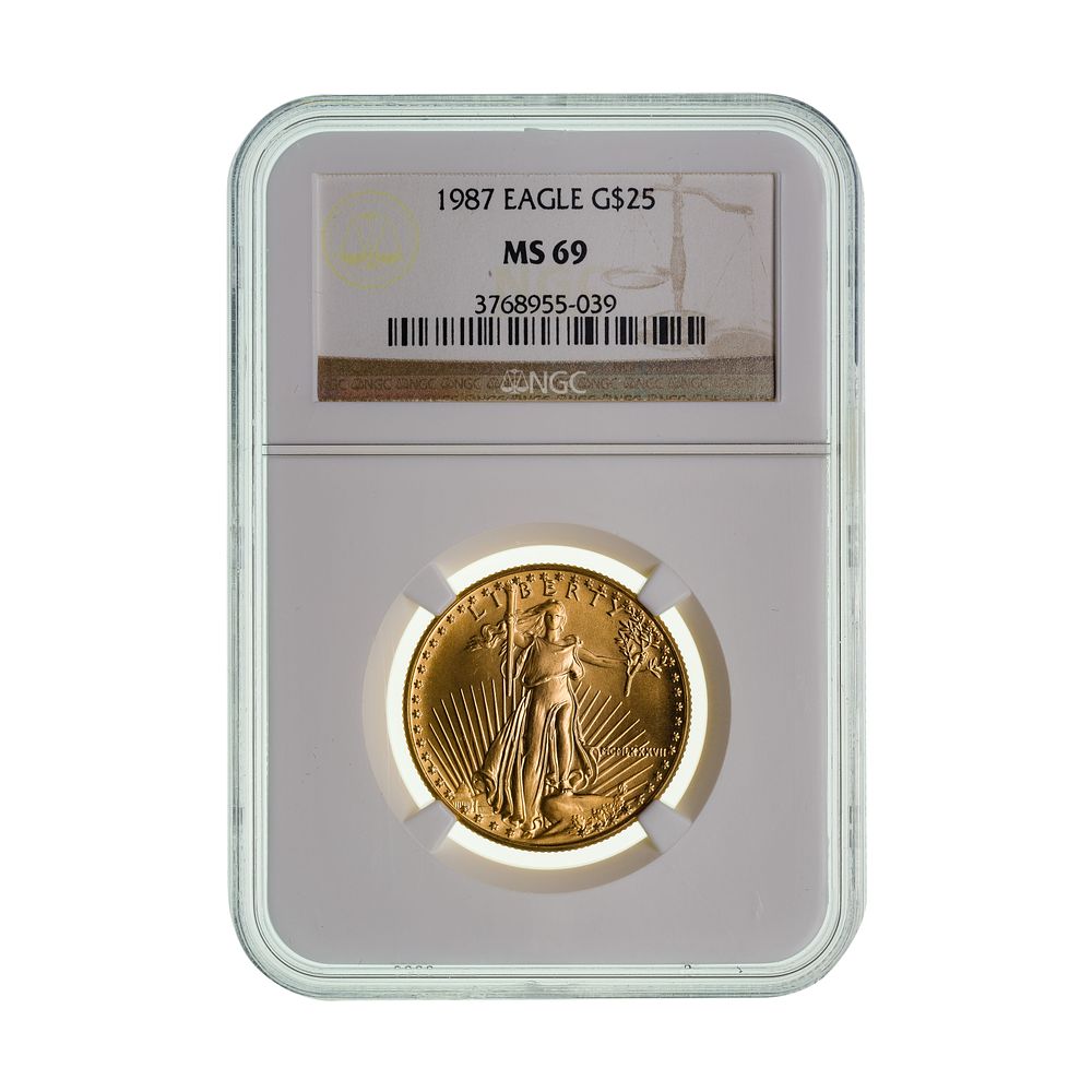 Lot 574: 1987 $25 Gold Eagle MS-69 NGC