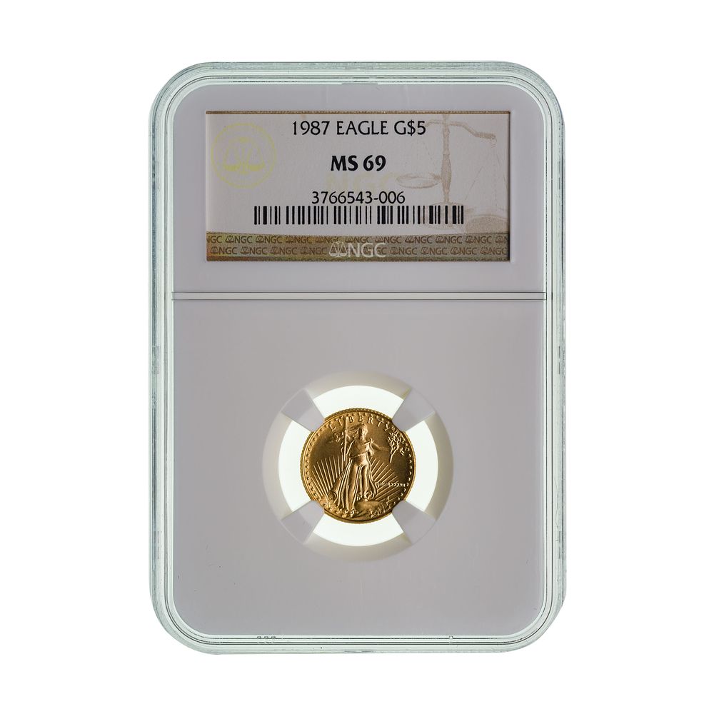 Lot 575: 1987 $5 Gold Eagle MS-69 NGC