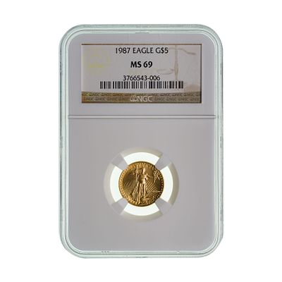 1987 $5 Gold Eagle MS-69 NGC Property from: a Private Collector, Randolph, Wisconsin Category: 