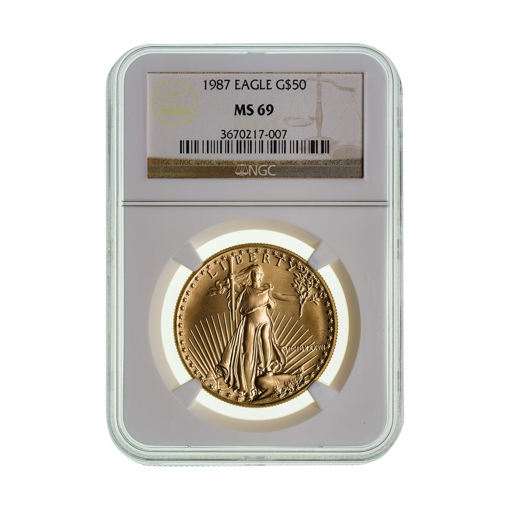 Lot 576: 1987 $50 Gold Eagle MS-69 NGC