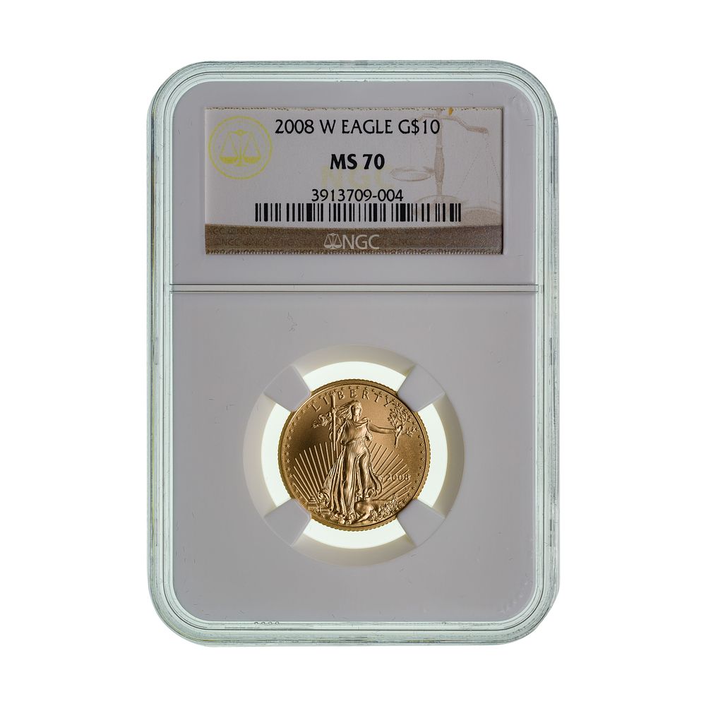 Lot 588: 2008-W $10 Gold Eagle MS-70 NGC