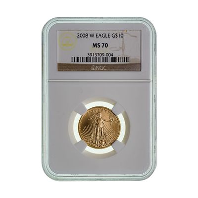 2008-W $10 Gold Eagle MS-70 NGC Property from: a Private Collector, Randolph, Wisconsin 