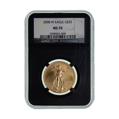 2008-W $25 Gold Eagle MS-70 NGC Property from: a Private Collector, Randolph, Wisconsin 