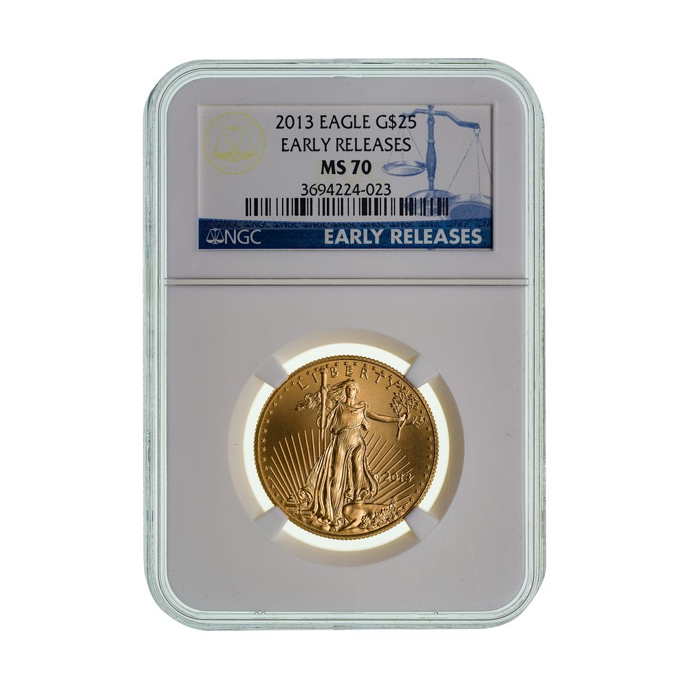 Lot 594: 2013 $25 Gold Eagle MS-70 NGC