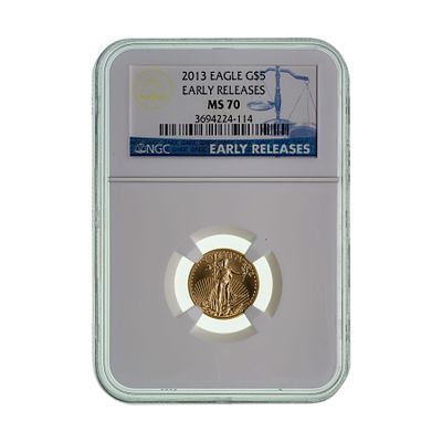 2013 $5 Gold Eagle MS-70 NGC Early releases Property from: a Private Collector, Randolph 