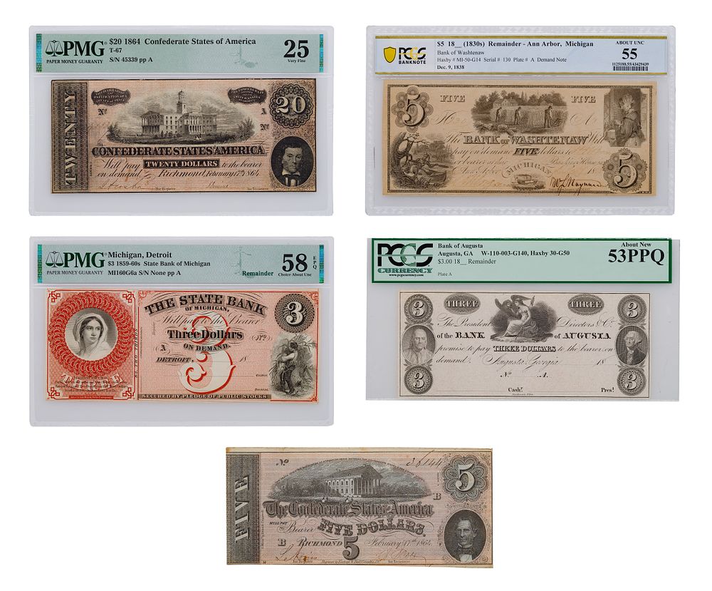 Lot 616: Confederate and Obsolete Notes