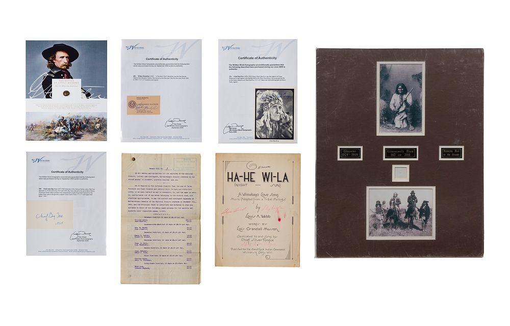 Lot 628: Native American Indian Wars Artifact and Ephemera Assortment