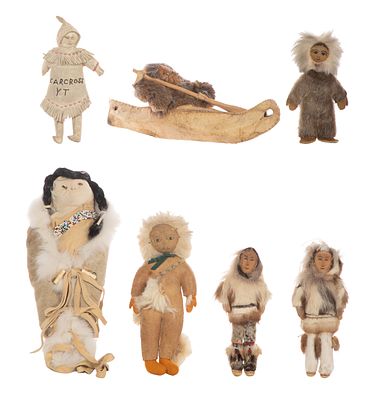 Native American Northwest Leather Doll Assortment (7) items having fur adornments Property 