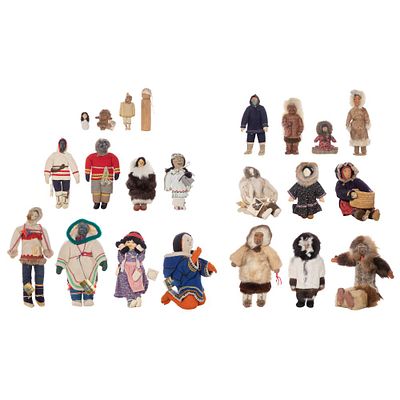 Native American Northwest Coast Doll Assortment (22) items having various designs and motifs 