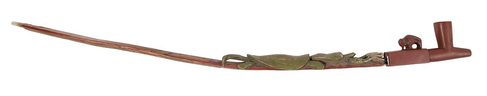 Lot 647: Native American Plains Indian Catlinite Pipe and Effigy Stem