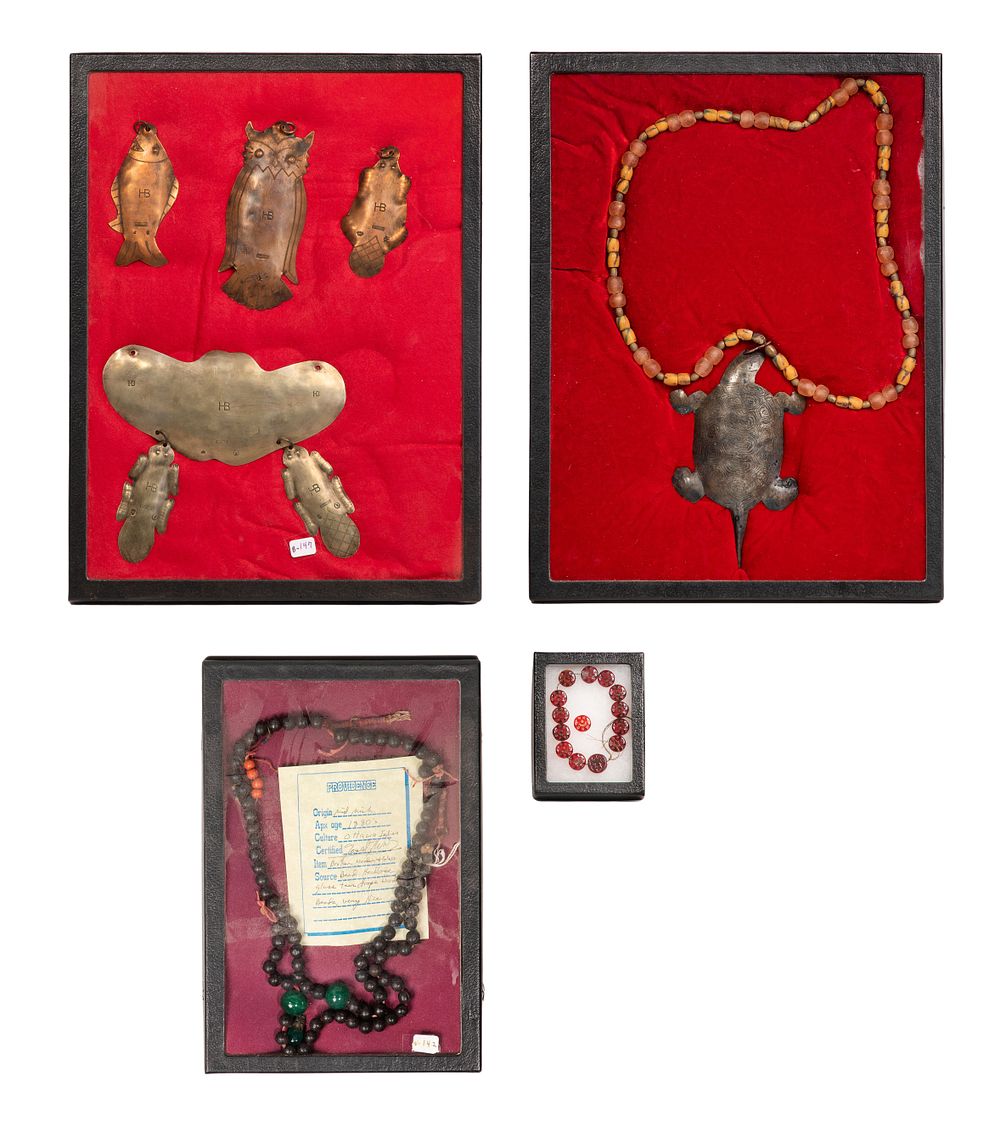 Lot 649: Hudson Bay Indian Trade Gorget and Bead Assortment