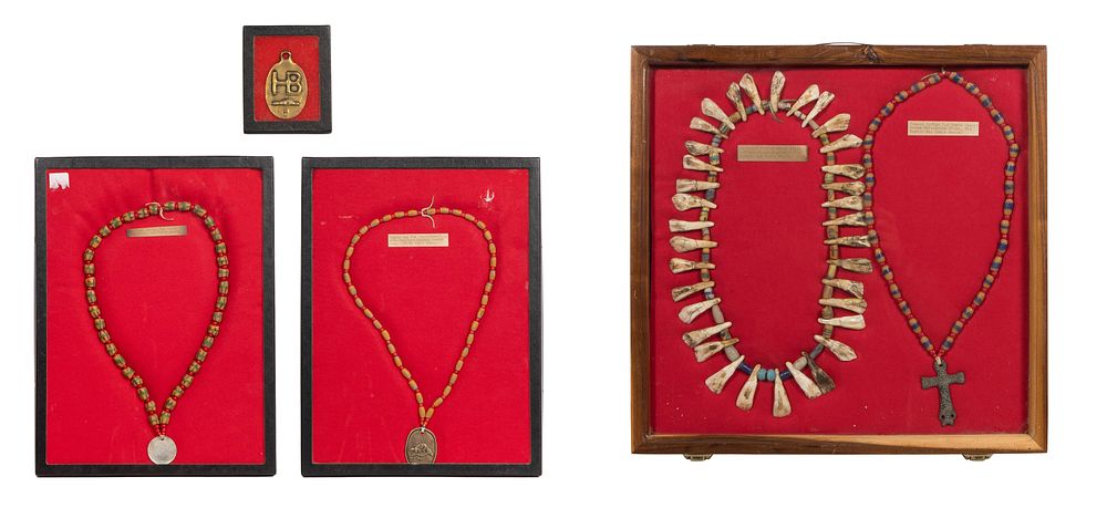 Lot 650: Native American Hudson Bay Trade Bead Necklace and Medallion Assortment