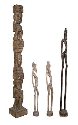 Ethnographic Statue Assortment Including (4) items, depicting ethnic deities, all hand carved 