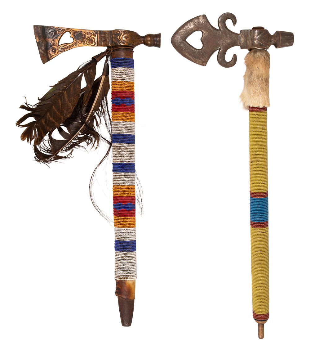 Lot 664: Native American Beaded Pipe Tomahawks