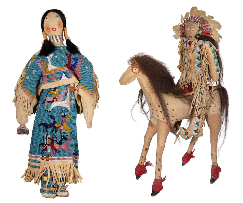Lot 665: Native American Lakota Beaded Horse and Doll Assortment