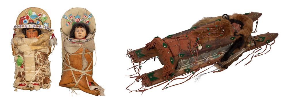 Lot 675: Native American Cradleboard and Doll Assortment