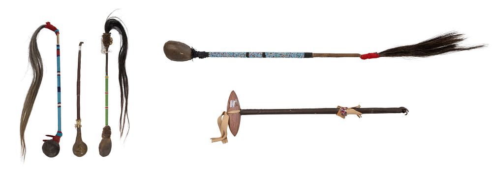 Lot 678: Native American Skull Crackers and War Club Assortment