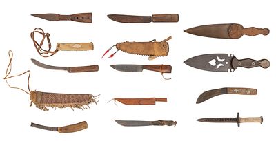Native American and Hunters Knife Collection (11) items in various shapes, sizes, materials and 