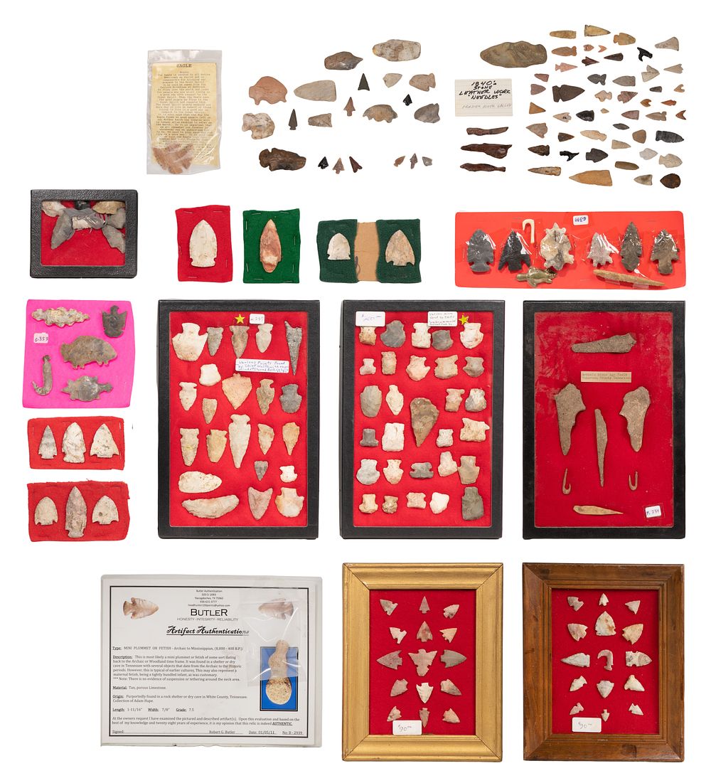 Lot 695: Native American Arrowheads and Tools