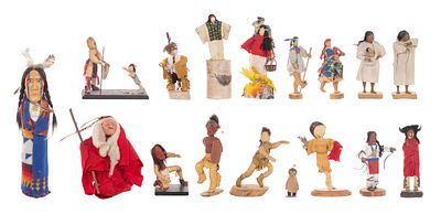 Native American Doll Assortment (18) items having various dress and motifs, some artist signed 