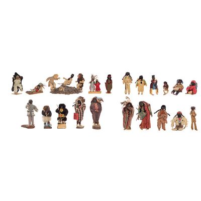 Native American Apple Head Doll Assortment (21) items having various dress and themes, all 
