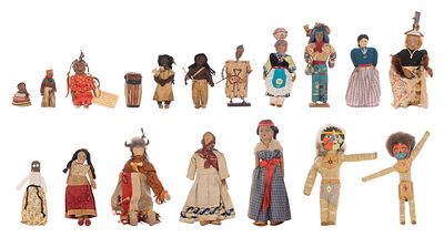 Native American Doll Assortment (18) total items including (17) dolls having various dress and 