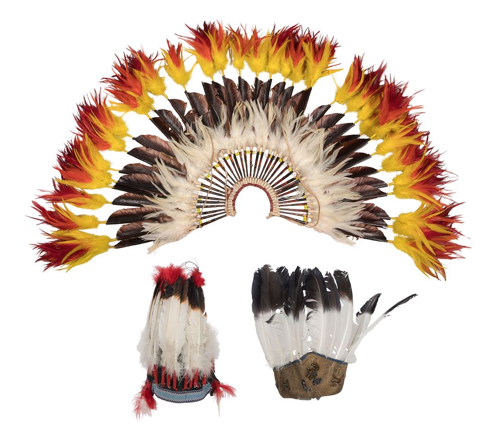 Lot 734: Native American Feather Headdress Assortment