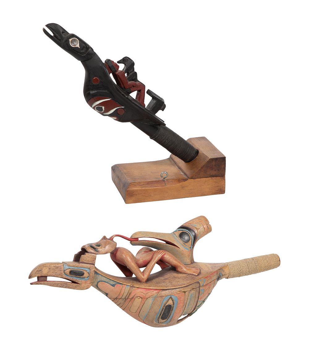 Lot 748: Northwest Coast Carved Wood Rattles