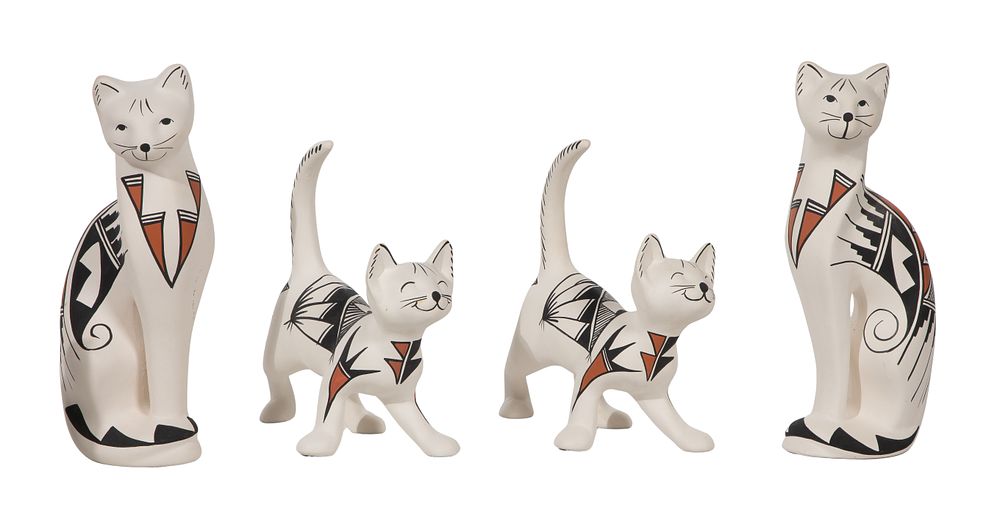 Lot 755: S. Chino Acoma Pueblo Cat Pottery Assortment