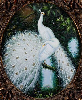 In the Style of Jessie Arms Botke (American, 1883-1971) Oil on Canvas Undated, unsigned 