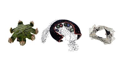 Bes-ben Hat Assortment (3) items including a triangle hat having three white beaded butterflies 