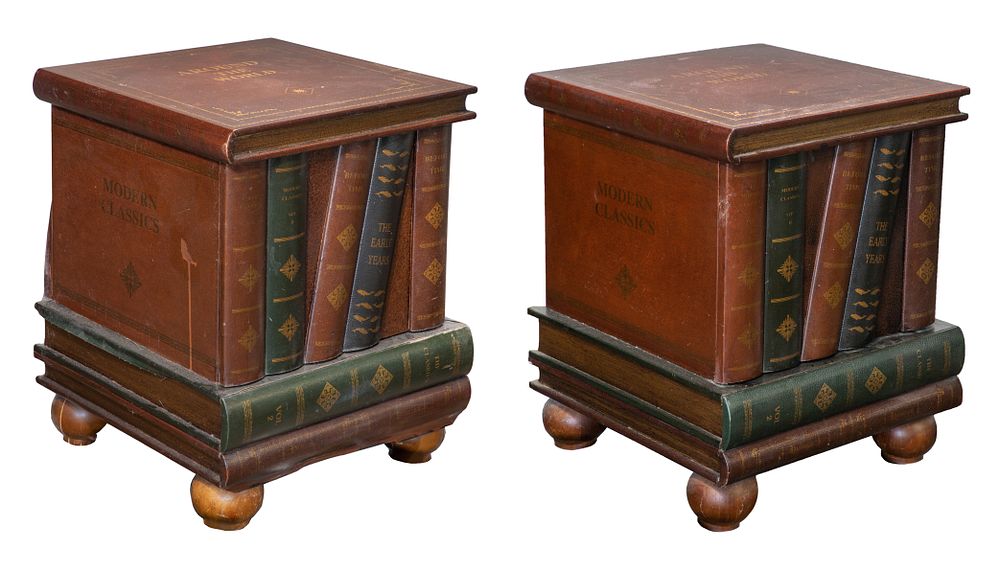 Lot 270: Maitland-Smith Style Faux Book Nightstands