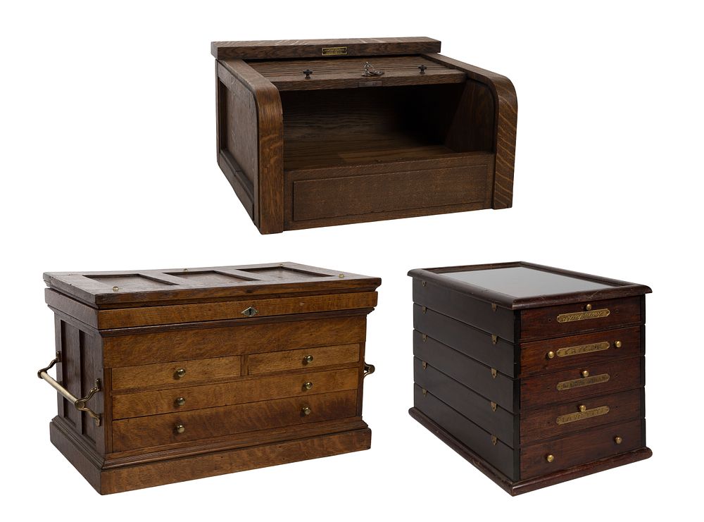 Lot 274: Oak Table Top Cabinet Assortment