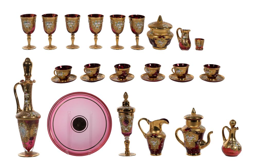 Lot 306: Gilt Cranberry Glass Assortment