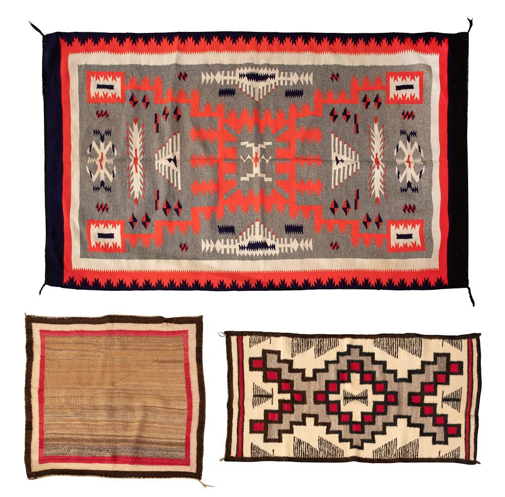 Lot 366: Native American Navajo Wool Rug Assortment