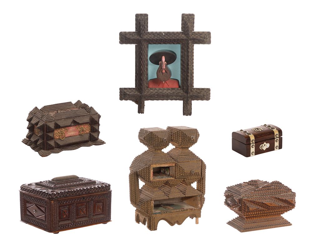Lot 535: Tramp Art Box Assortment