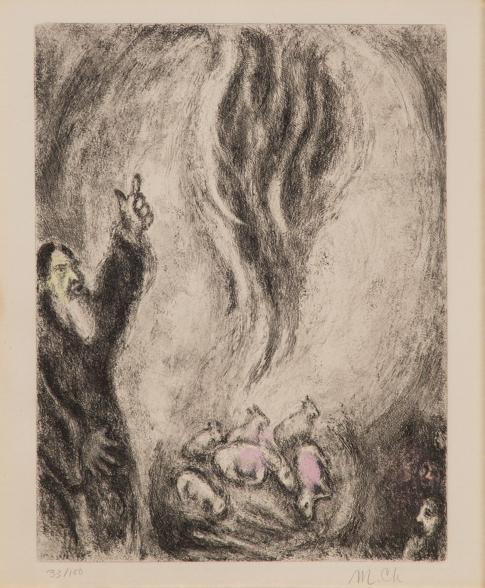 Lot 163A: Marc Chagall (French / Russian, 1887-1985) 'L' Offrande d' Elie' Etching