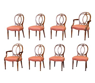 Smith & Watson - Smith and Watson Dining Chair Suite A set of (8) Adam style mahogany dining 