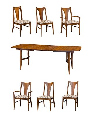 Jefferson Woodworking Table and Broyhill Chairs (7) items including a Jefferson Woodworking 
