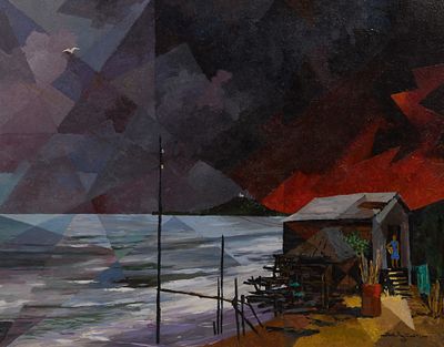 Jose R Oliver - Jose R. Oliver (Puerto Rican, 1901-1979) 'El Faro De Arecibo' Acrylic on Panel 