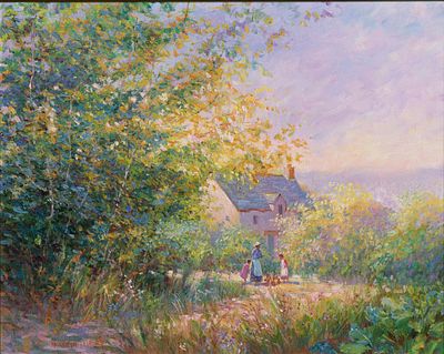 Jeanette Leuers - Jeanette Leuers (French, b. 1942) 'Small Farm, La Fontaine' Oil on Canvas 