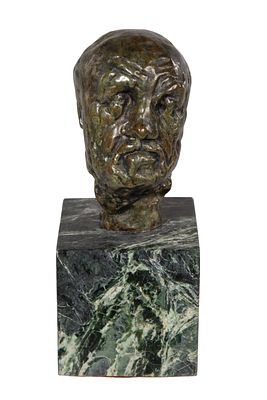 Auguste Rodin - After Auguste Rodin (French, 1840-1970) 'Man with a Broken Nose' Bronze Sculpture 