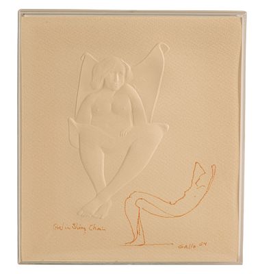 Frank Gallo - Frank Gallo (American, 1933-2019) 'Girl in Sling Chair' Embossed and Cast Paper 1964 