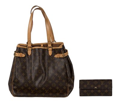 Louis Vuitton - Louis Vuitton Handbag and Wallet (2) items including a vertical Batignolles 